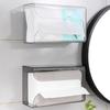 Wandmontierte Taschentuchbox aus Kunststoff, selbstklebend, stanzfrei, Papierhandtuchhalter, kopfüber, platzsparend, Serviettenbehälter fürs Badezimmer
