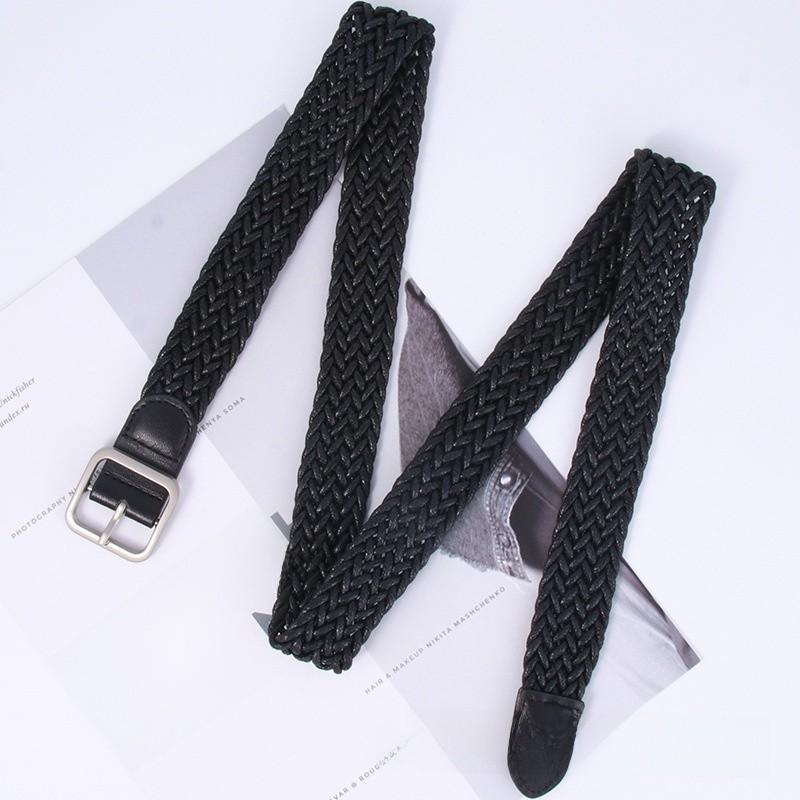 Casual Womens Cotton Linen Woven Belt With Pin Buckle For Daily Wear