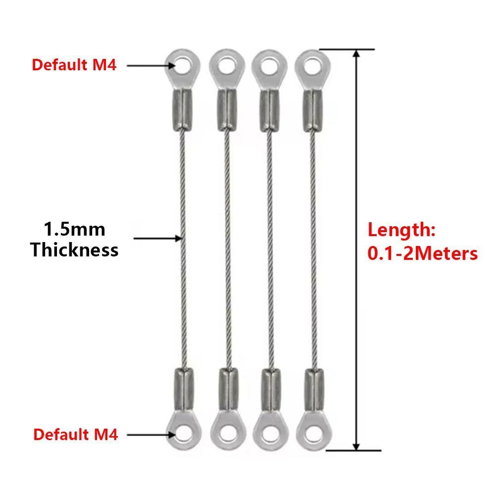 4Pcs 304 Stainless Steel Wire Rope Anti-fall Safety 1.5mm Terminal Block M4 Wire Eyelets Lighting Hanging Wire for Hanging Lamp
