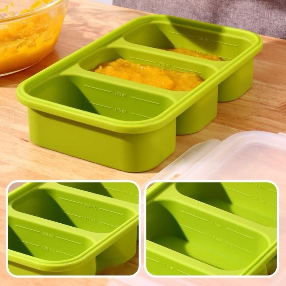 3-Grid Freezer Soup Tray Silicone Food Meal Molds Durable Soup Ice Cube Molds  Soup Storage