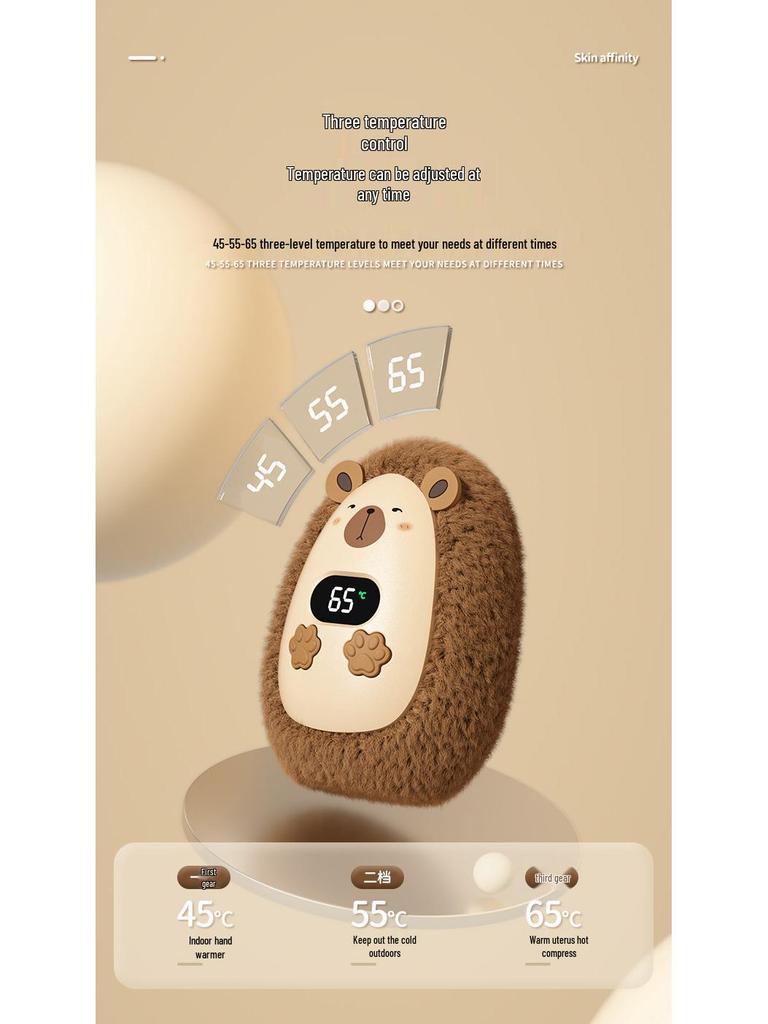 Tragbarer Plüsch-Elektro-Handwärmer mit Smart-Display – Ideales Geschenk für den Außenbereich