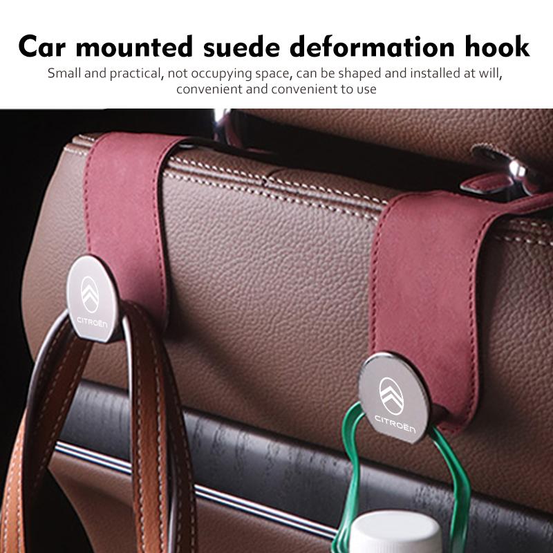 AAMA1 Hidden Car Back Seat Hook Headrest Suede Soft Hanging Hook For Citroen Jumper Celysee Cactus Picasso Aircross Saxo Grand