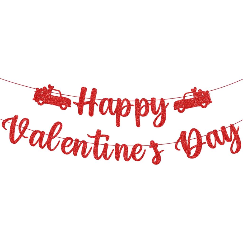 New Valentine's Day Party Decoration Set: Valentine's Day Banners, Heart Spiral Tags