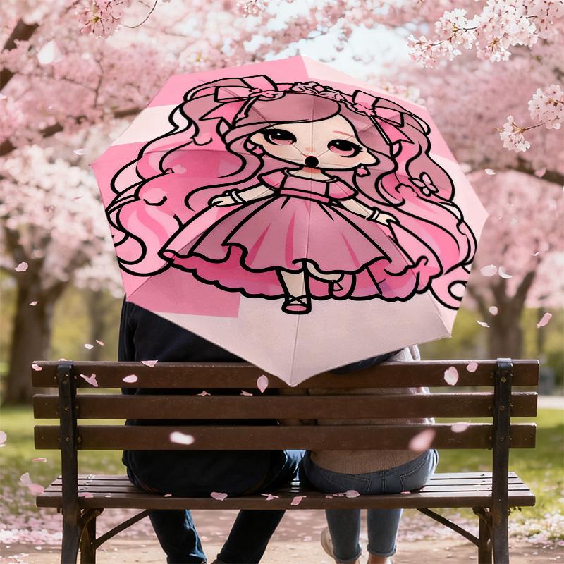 1pc Pink Princess Pattern Umbrella Design Automatic Opening and Closing Umbrella, High-quality Travel Umbrella,  c1128274