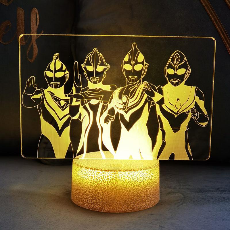 Led Cartoon Ultraman Bedroom Sleep Bed 3d Creative Desk Lamp Usb Straight Insert