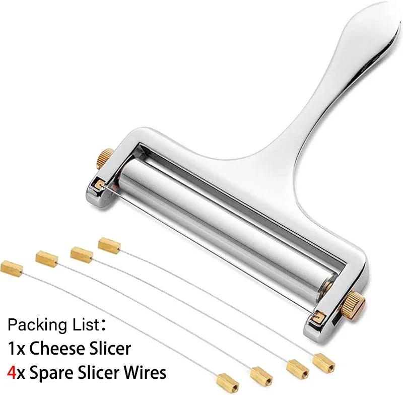 Cheese Slicers Adjustable Thickness Heavy Cheese Cutters with Wires for Soft Semi-Hard Cheese Butter 1-4 Cutting Wires Included
