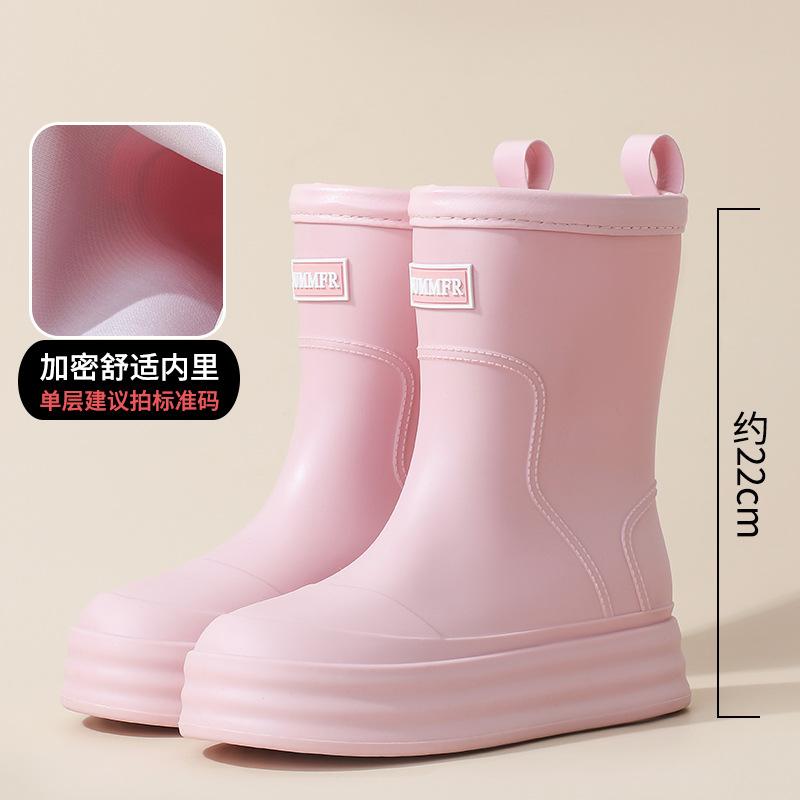 Women's thick-soled medium tube water shoes can be worn in all seasons, work shoes, car wash waterproof and non-slip indoor and outdoor rubber shoes