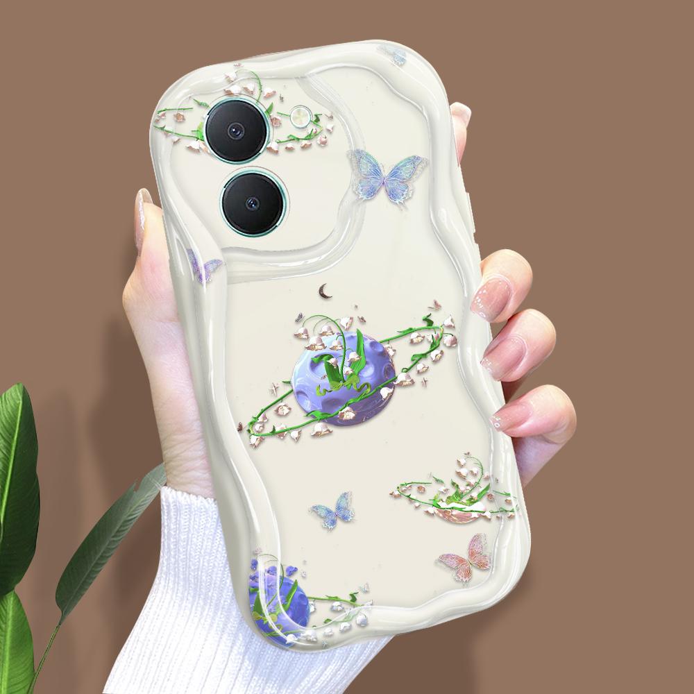 Cute Cartoon Pattern Cream Texture Casing Wavy Edge Soft Silicone Cover Phone Case for Vivo