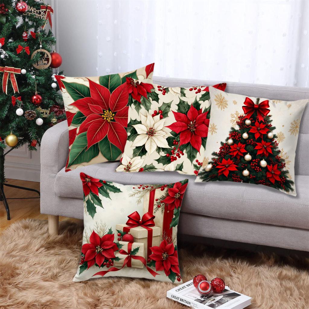 New Christmas Pillow Case Red Combination Festive Atmosphere Decoration Home Sofa Pillow Bedside Cushion