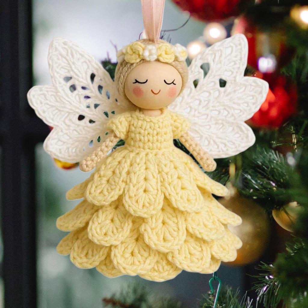 Crochet Kit Angel Ornament Handmade Christmas Beginners Complete Crochet Kit For Women Teens Kids Handicraft Lovers Home Party