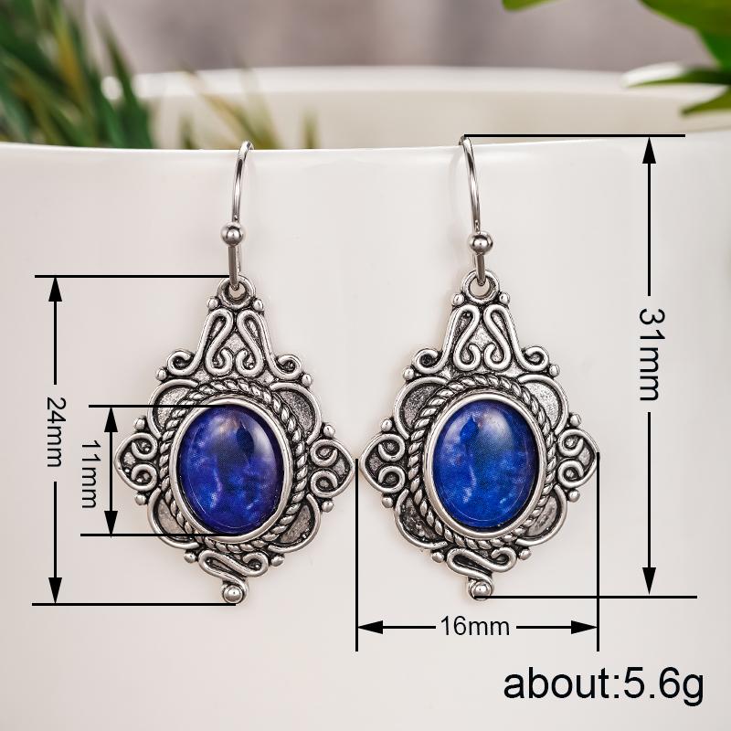 Xiaomi Huitan Special Design Drop Earrings for Women Vintage Party Wedding Accessories Blue Stone Bohemia Anti Silver Color Jewelry