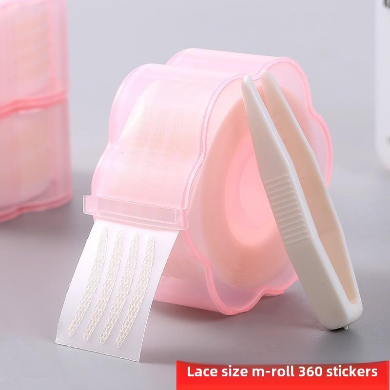 Lot de 360 patchs invisibles en dentelle transparente, gris et beige, pour grands yeux, en fibre, pour la beauté des paupières, double bande autocollante, outils de maquillage