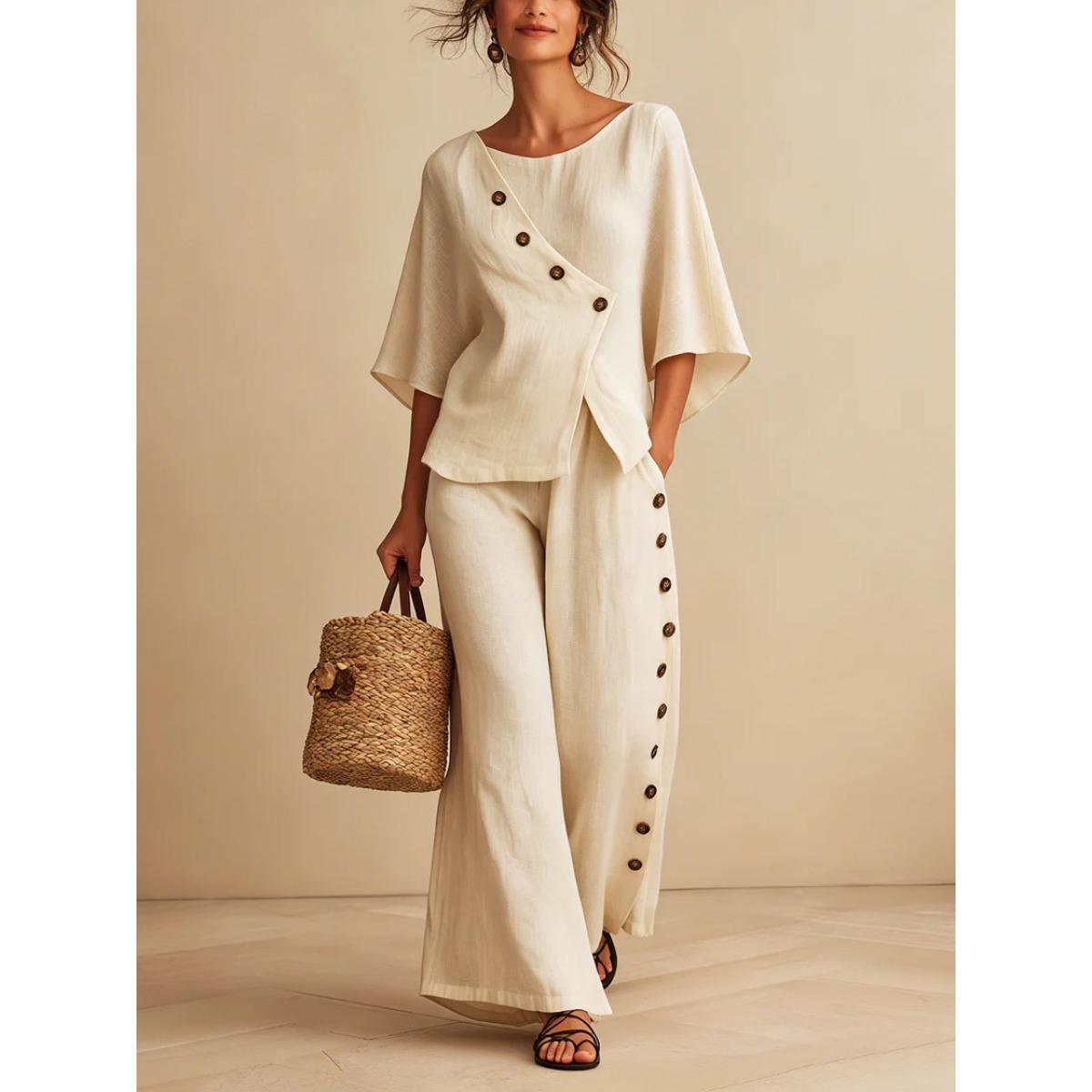 Elegant Women s Outfit, Loose Straight Leg Two Piece Set, Casual Chic Womens Clothing Set S