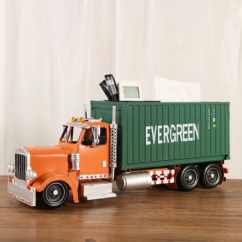 Simulated Optimus Prime Truck Model Iron Crafts Multi-functional Paper Box Home Living Room Desktop Creative Tissue Box