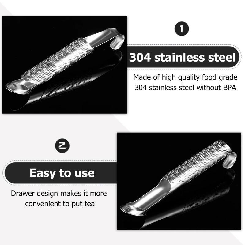 Stainless Steel Tea Strainer Fine Mesh Infuser with Hanging Hook Tea Diffuser Steeper Pipe Filter for Loose Leaf Tea
