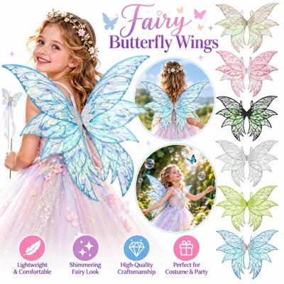 Decorative Butterfly Wings Iridescent Angel Wings Magical Fairy Wings Party Dress-Up