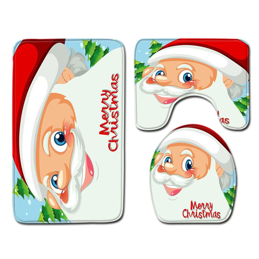 Christmas Bathroom Floor Mat Toilet Three-Piece Set