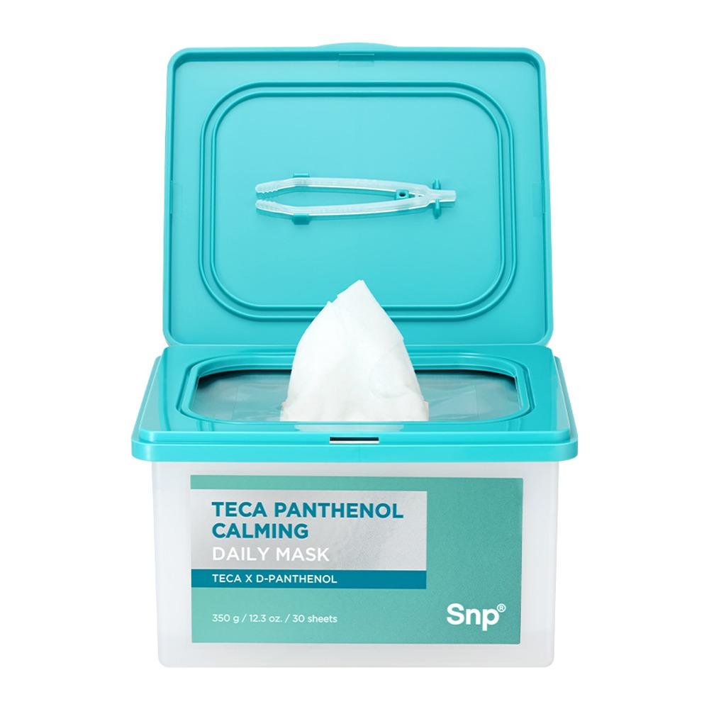 SNP TECA D-Panthenol Soothing Daily Mask 30 Sheets - Fast 3-Minute Calming & Barrier Repair Mask with Bamboo Micro-Hole Sheet