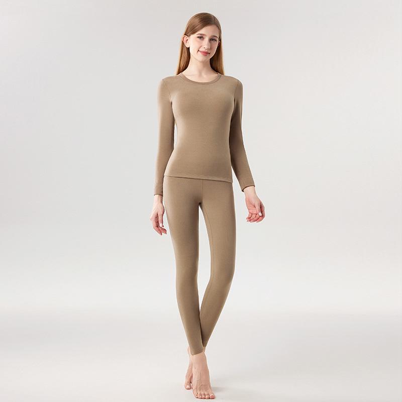 Women's Class A Fleece-Lined Thermal Cashmere Underwear Set - Antibacterial Autumn/Winter Top and Pants.