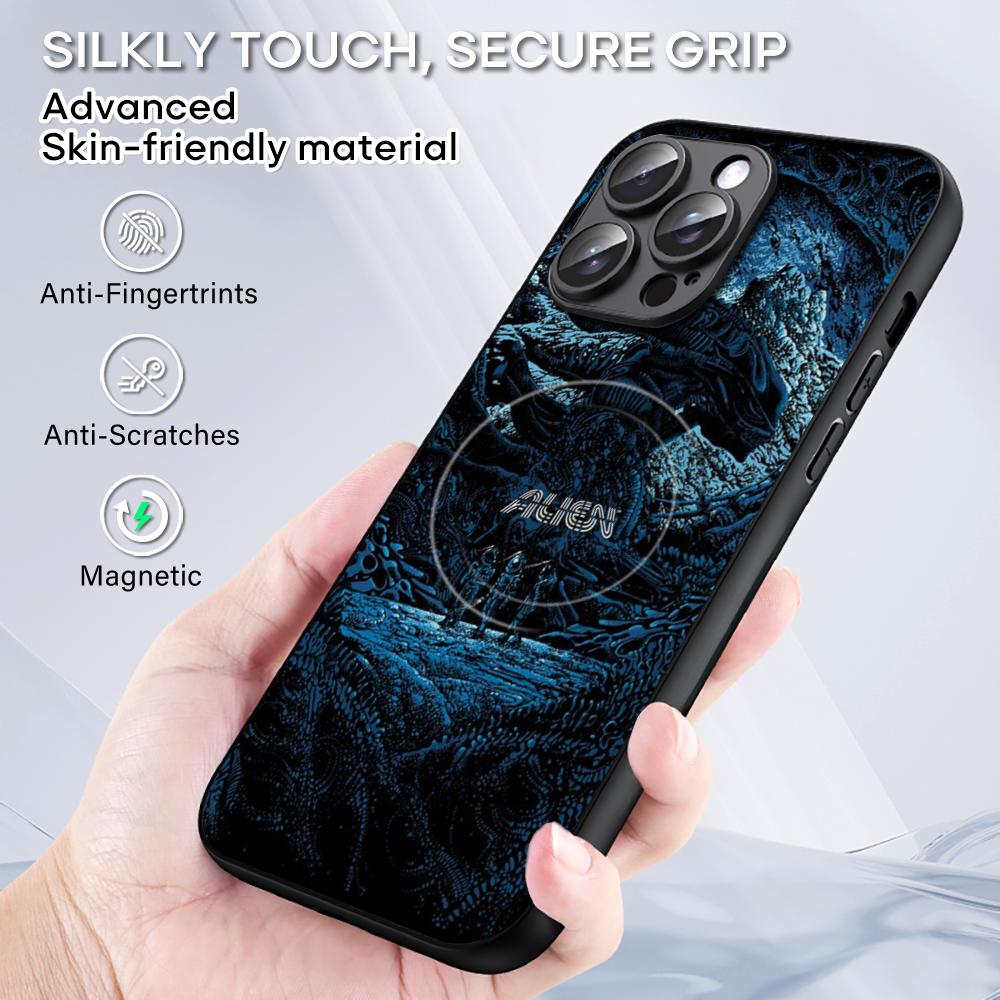 Film Alien M-Mons-TER Cool Phone Case For iPhone 17 16 15 14 13 12 11 Plus Pro Max High-end Luxury Magsafe Sheepskin