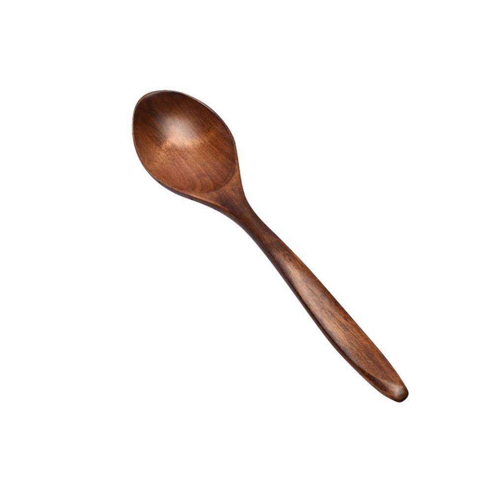 Japanese Wooden Spoon Long Handle Ramen Spoon Baby Eating Spoon Drinking Porridge Spoon Household Wood Tableware Round Spoon