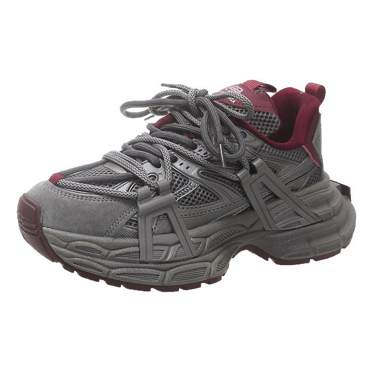 Leather shows feet, small platform dad shoes for women's 2025 new spring and autumn models, super hot women's shoes, heightening sports shoes for wo