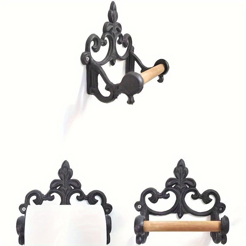 1 ks Vynikající držák na toaletní papír a ručníky z tepaného železa ve francouzském stylu - Nástěnný dekorativní stojan s úložným prostorem na role papíru