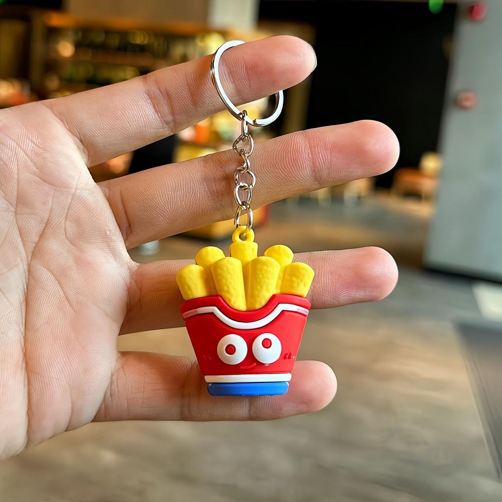 Cartoon Burger, Fries, Food, Snack Set, Coke Keychain, Female Schoolbag Pendant, Couple Cute Doll