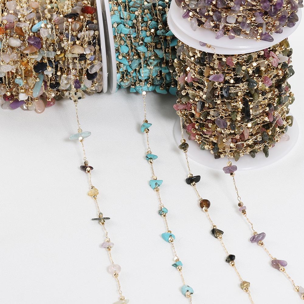 1meter Bohemian Crystal Irregular Stone Beads Beaded Chain for Handmade Bracelet Necklace Jewelry Making DIY Curtain Decoration