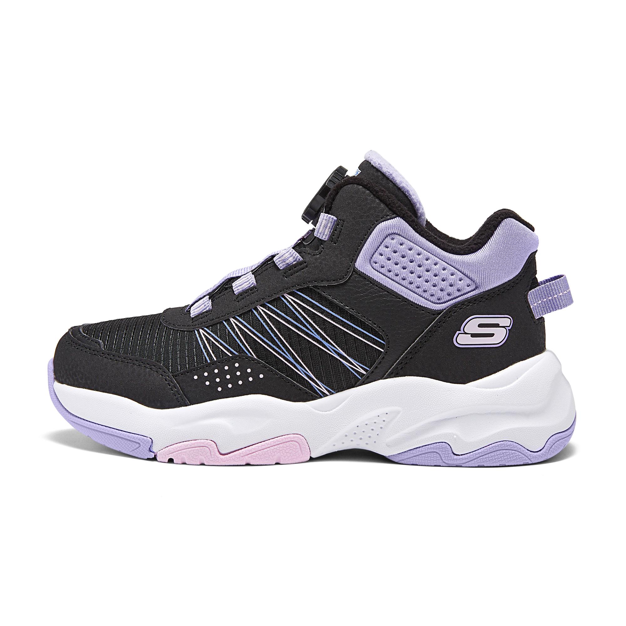 Skechers Детские Простые Удобные Нескользящие Прочные Теплые Высокие Ботинки Детские ботинки Черный Лавандовый 303499L-BKLV 27.5