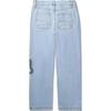 Li Ning Letter Mid Waist Breathable Versatile Loose Straight Leg Jeans Men jeans Light-Blue AJQU025-1
