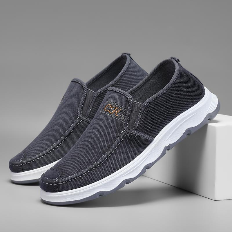 

2026 Spring/summer New Style One-piece Dad s Shoes with Soft Sole, Comfortable Flat Bottom Shoes,Canvas Men s Shoes 44 синій