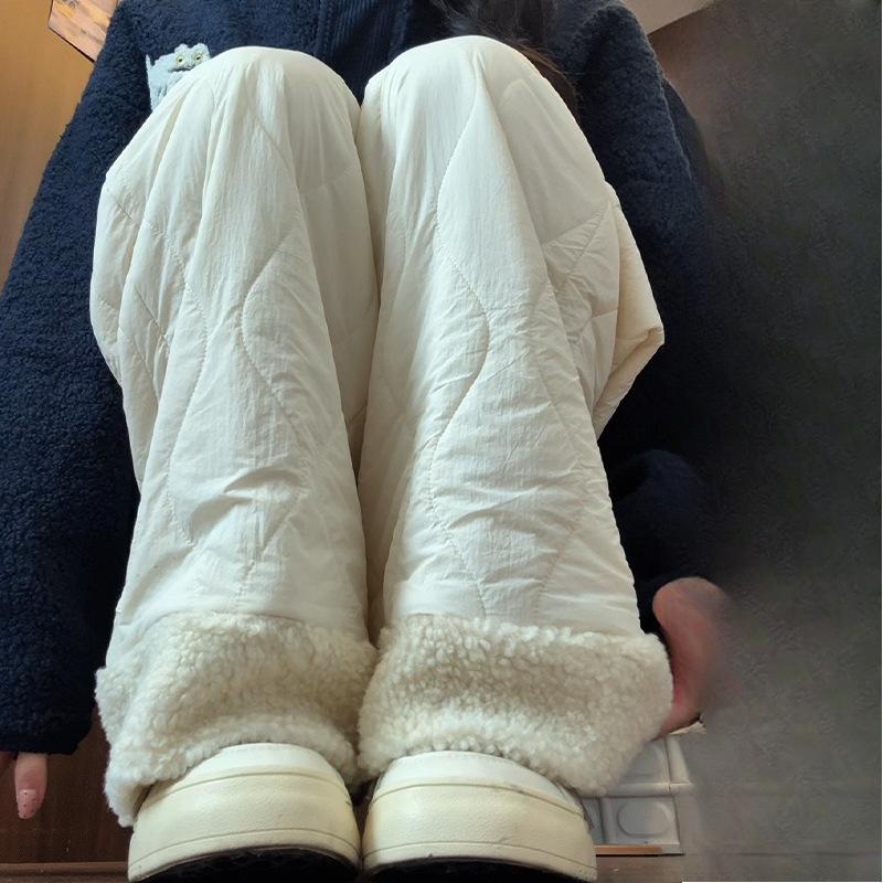 Ροζ Polar Fleece Βαμβακερό Παντελόνι Γυναικείο Φθινοπωρινό και Χειμώνα Casual Warm Plus βελούδινο παντελόνι βελούδινο φαρδύ παντελόνι