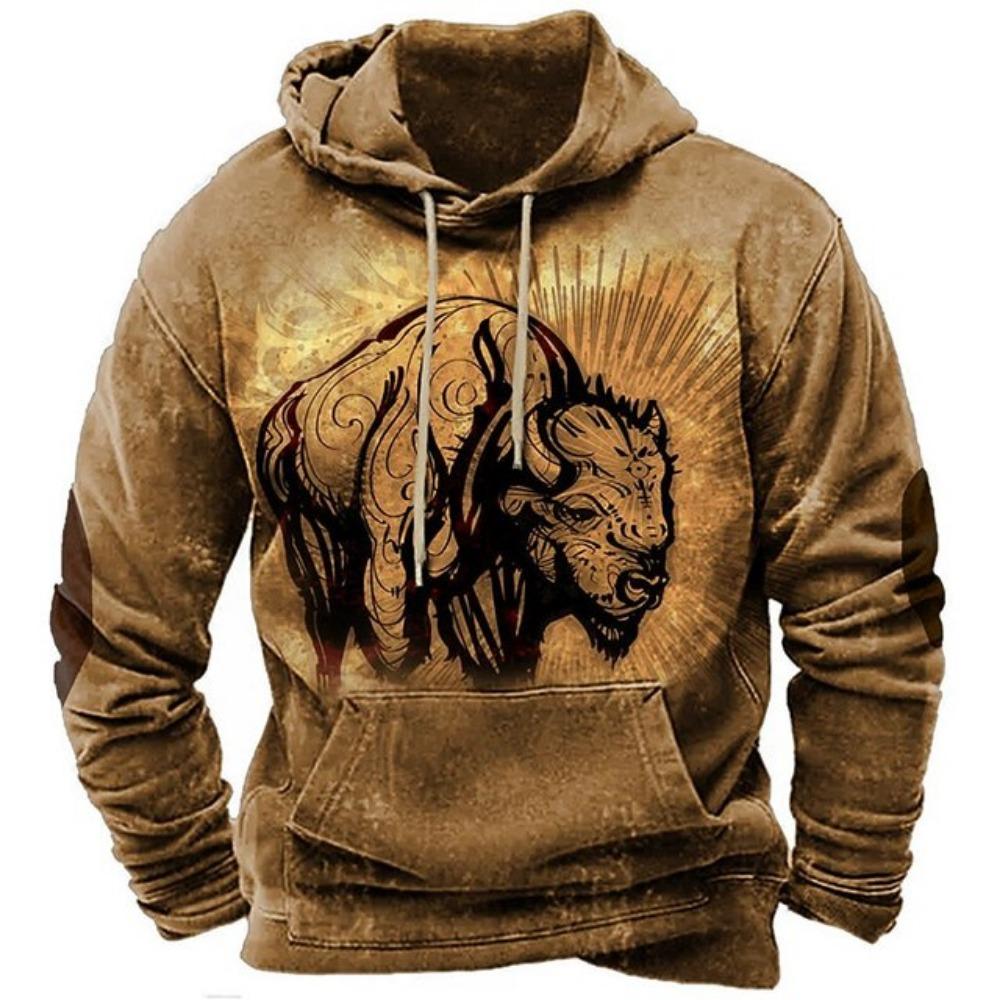 Felpe con cappuccio per uomo Y2k Golf Campeggio Casual cowboy Manica lunga Autunno Moda Felpe con cappuccio stampate in 3D Vacanza Largo Oversize