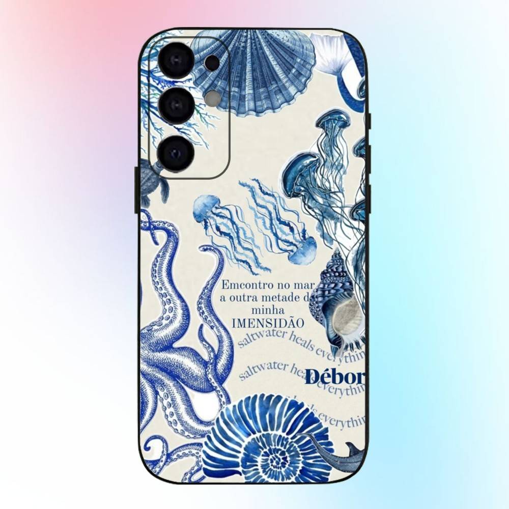 Fashion Ocean Theme Phone Case For Samsung S25,S24,S21,S22,S23,S30,Ultra,S20,Plus,Fe,Lite,Note,10,9,5G Black Cover