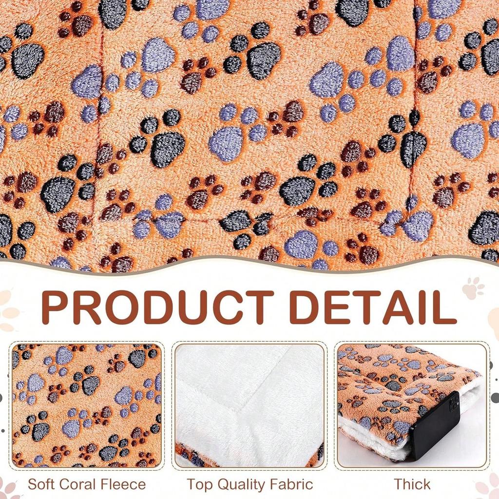 4 Pack Ultra Soft Dog Cat Bed Mat with Cute Prints Reversible Fleece Dog Crate Kennel Pad Cozy Washable Thickened Guinea Pig Pet Bed Mat
