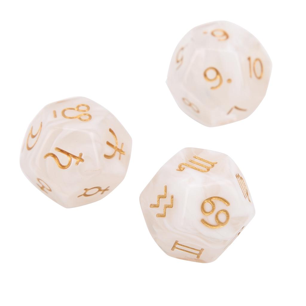 3 Peças Dados de Adivinhação de Resina Entretenimento para Reunião de Festa Dados de Astrologia Tarot de 12 Lados