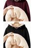 Men's Velvet-Lined Lambswool Hoodie - Loose Fit, Solid Color, Warm Winter Jacket