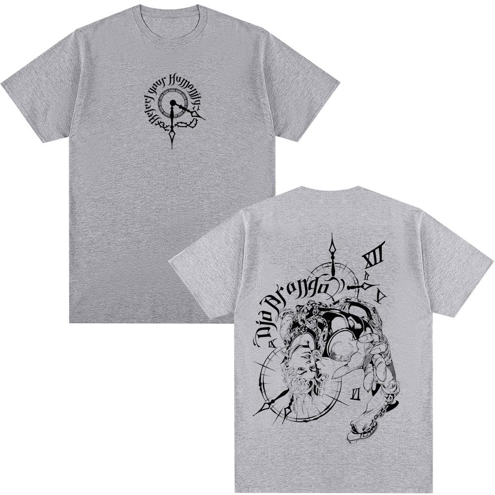 Anime JoJo Bizarre Adventure Tshirt Drop Dio Over Heaven Manga Tshirts Men Women 100 Cotton Casual Comfort Oversized T Shirt
