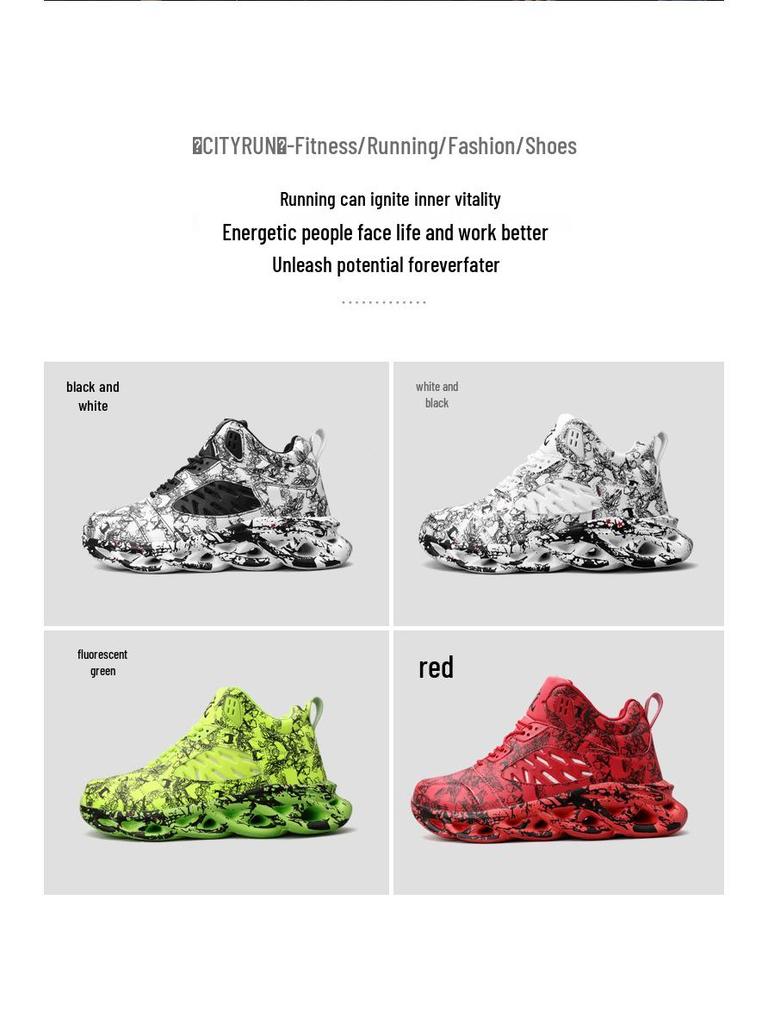 Graffiti High-Top Leichte Atmungsaktive Herren Trendige Lauf-Sneakers, Sommer 2023