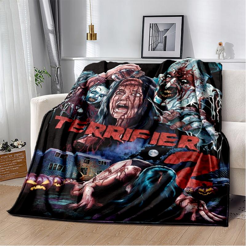 3D Terrifier 3 Horror Clown Movie Cartoon Soft Blankets,Throw Blanket Comfortable Blanket for Picnic Beds Sofa Home Kids Gifts