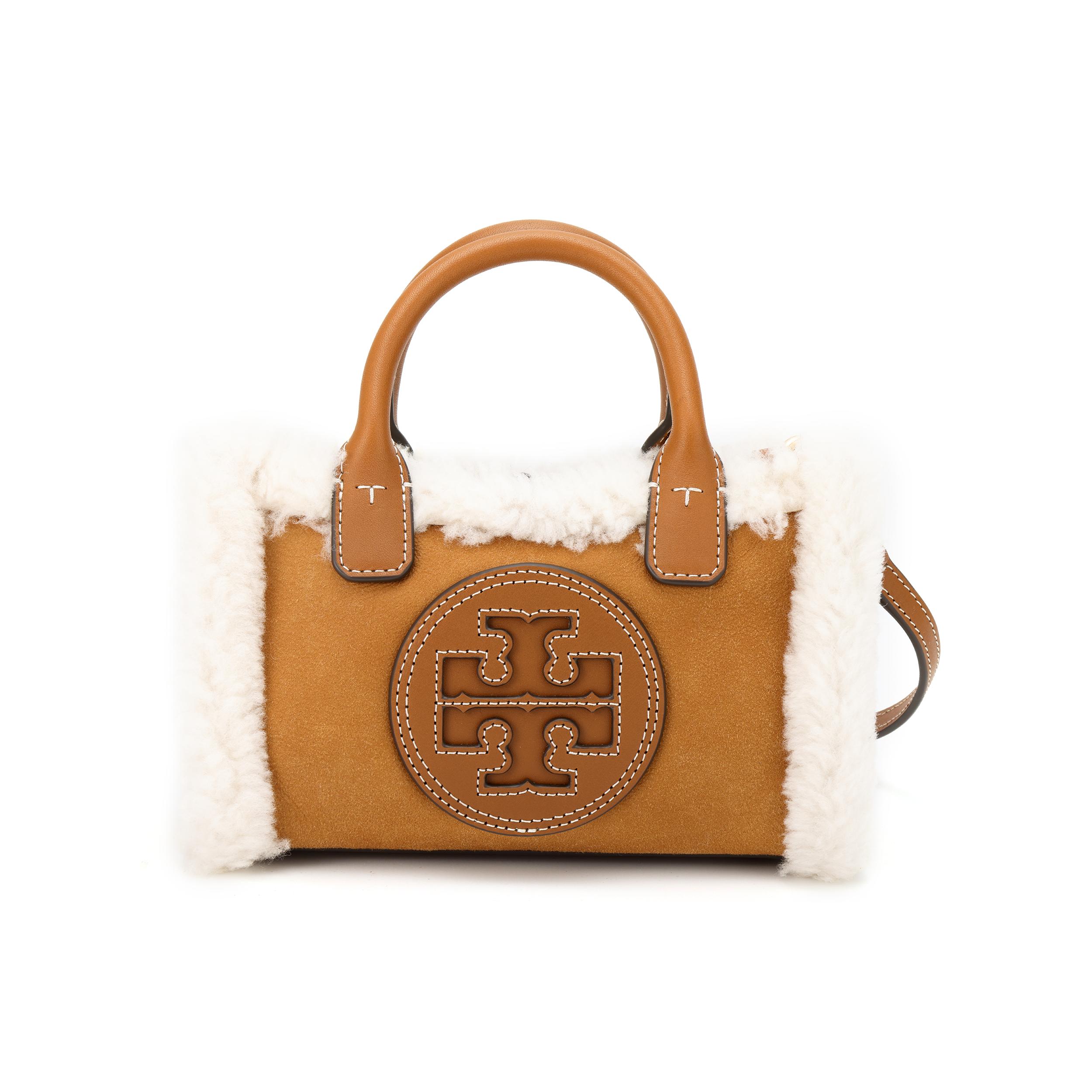 

Tory Burch Ella Cute Soft Double T Logo Wool Leather Tote Bag Women tote Camel 144439-108 Basic Set (Bag+Dust Bag)