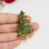 Christmas Green Enamel Red Rhinestone Star Xmas Tree Brooches Pins New Year Festival Badges Holiday Jewelry Gifts For Women Men