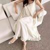 Suspender Vest Skirt Spring New Off-the-shoulder Vacation Versatile Ruffle Edge Long Dress