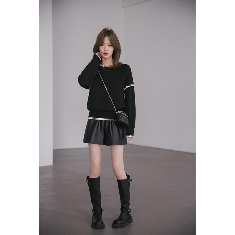 Japanese-Korean Style Women's Autumn Patchwork Pullover Sweater