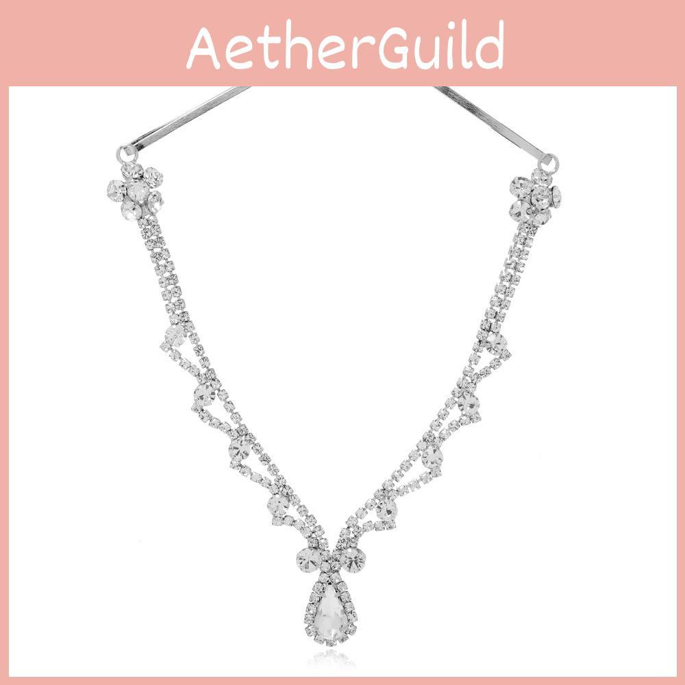 Elegant Water Drop Simulation Crystal Headwear With Geometric Design Wedding For