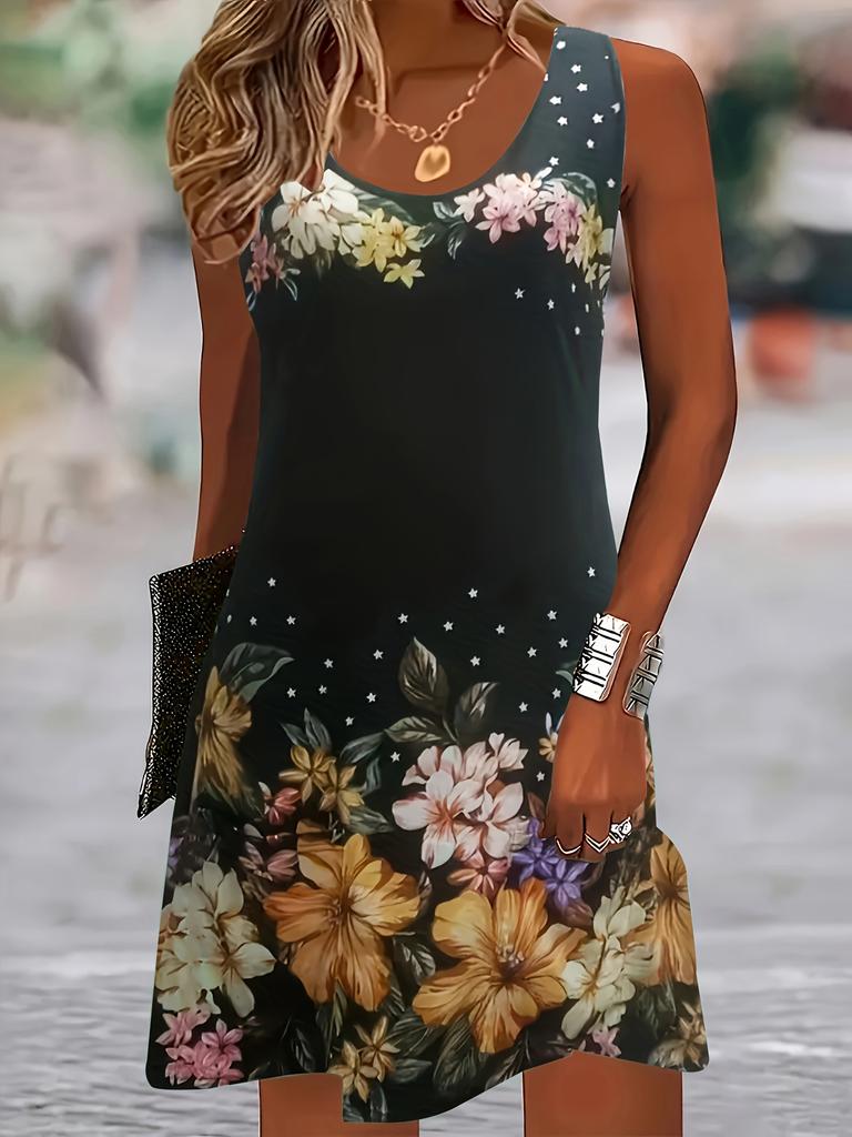 Women's 3D Print Sleeveless Dress Mint Green Purple Pink Lightweight Breathable Dress Off The Shoulder Dress