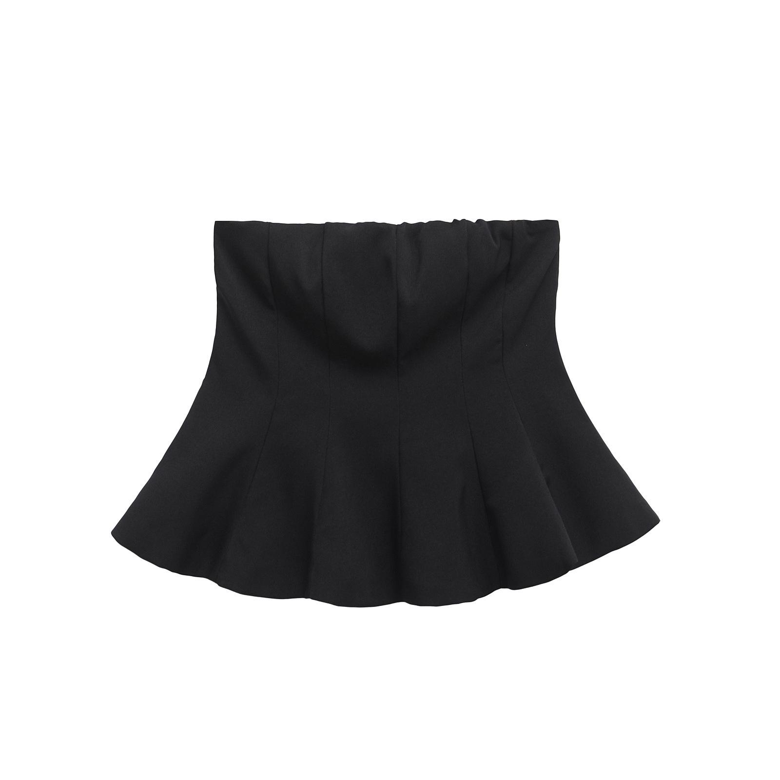 

2025 Весна Европейский и Американский Стиль Женский Топ без Бретелей и Короткая Юбка Large чёрный