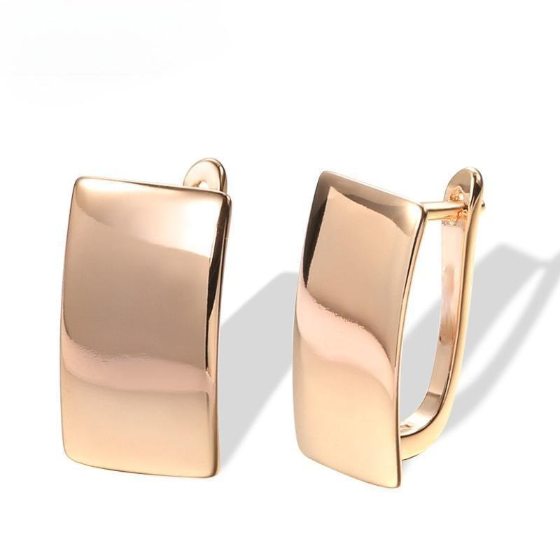 Personalized Korean Version Small Ear Buckle Oval Smooth Rose Gold Temperament Earrings for Women