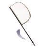 Purple Bamboo Silk Fan with Long Handle and Unique Shape – Ideal for Hanfu Catwalks, Photo Props, or Retro Mask Events